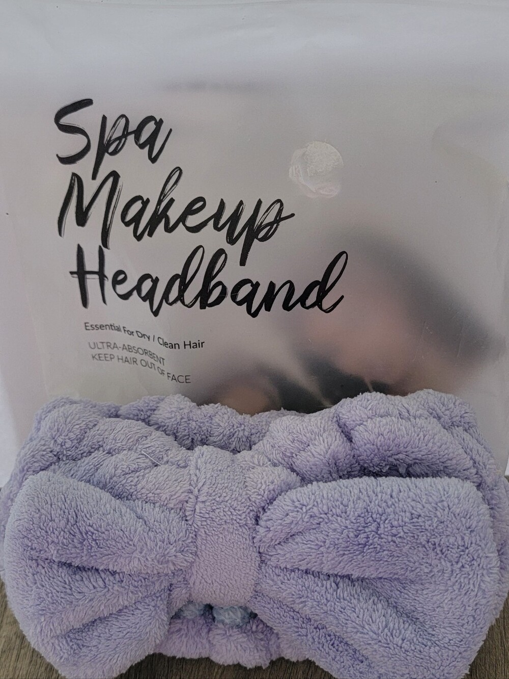 SHEIN Lavender Plush Spa Makeup Headband